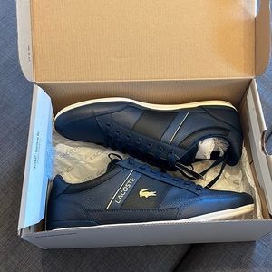 New, in-box Lacoste leather sneakers